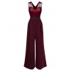 Wine Red  Polka Dot Belt Jumpsuit