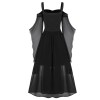 Plus Size  Suspender Contrast Color Chiffon Strap Dress