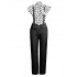 2PCS White Blouse Top & Suspender Pants