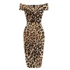  Off-shoulder Leopard Pencil Dress