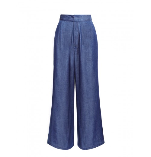 Blue  Spaghetti Strap Top & High Waist Wide Leg Pants