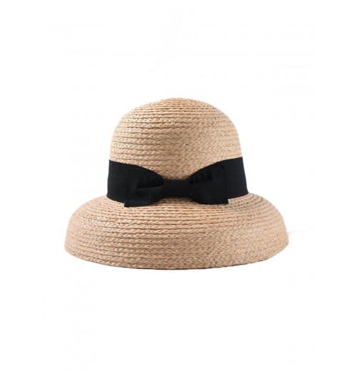  Black Bowknot Raffia Hat