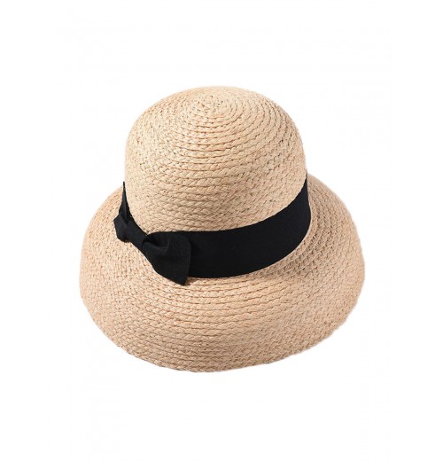  Black Bowknot Raffia Hat