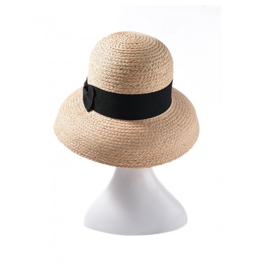  Black Bowknot Raffia Hat