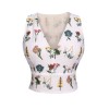 White  Floral Embroidery Crop Top