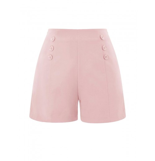 Pink  Button Solid Shorts