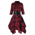 Pre-Sale Plus Size  3/4 Sleeve Plaid Belt Long Tops