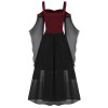 Plus Size  Suspender Contrast Color Chiffon Strap Dress