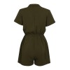 Army Green  Solid Lace-up Romper