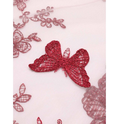 2PCS  Red Butterfly Halter One-piece Swimsuit