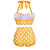 Yellow  Polka Dots Halter Bikini Set