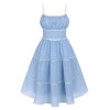 Sky Blue  Strap Polka Dot Swing Dress