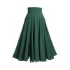 Green  Solid Vintage Skirt