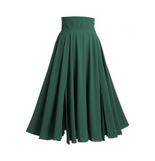 Green  Solid Vintage Skirt