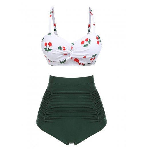 2PCS  Cherry Halter Bikini Set