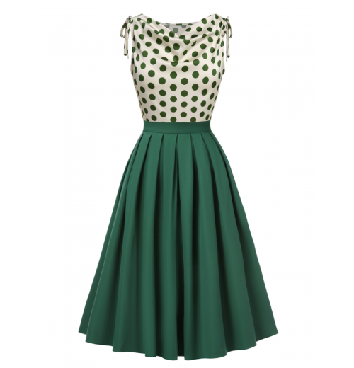 Green  Solid Pleated Skirts