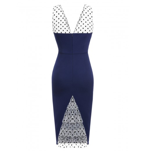 Dark Blue  Patchwork Pencil Dress