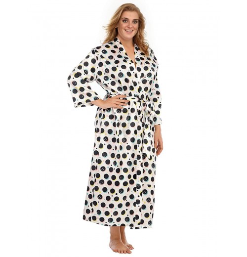 Plus Size  V-Neck Polka Dots Pajama Robe