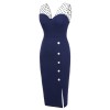 Dark Blue  Patchwork Pencil Dress