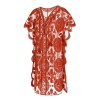 Red  Embroidery Hollow Wrap Cover-up