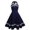  Halter Navy Swing Dress