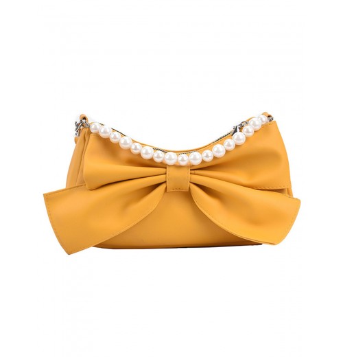  Bowknot Pearl Solid Underarm Bag