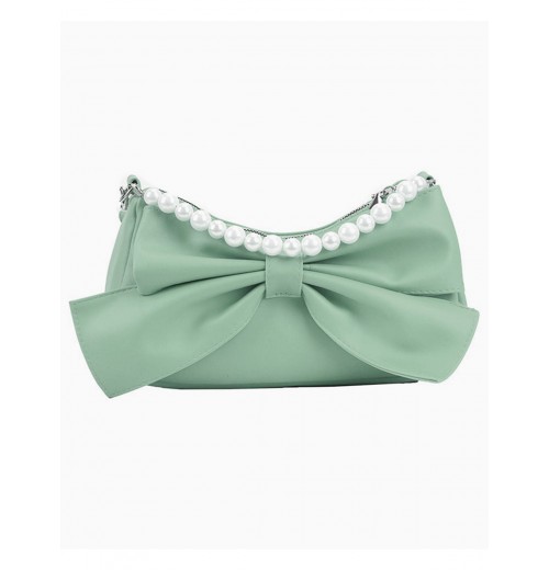  Bowknot Pearl Solid Underarm Bag