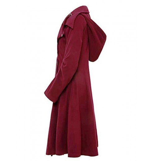 Wine Red  Solid Button Coat