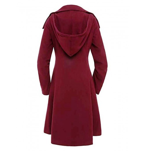 Wine Red  Solid Button Coat