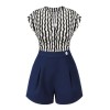 2PCS  Black Curves Blouse & Navy Blue Shorts