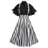 2PCS  Black Solid Blouse & Suspender Skirt