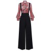 2PCS  Candy Tie-Up Blouse & Black Suspender Pants