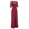 Wine Red  Lace Patchwork Jumpsuit