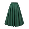 Green  Solid Pleated Skirts