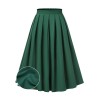 Green  Solid Pleated Skirts