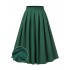 Green  Solid Pleated Skirts