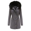  Solid Zipper Fur Trimmed Coat