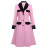 Pre-Sale Plus Size Pink  Velvet Patchwork Button Coat