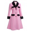 Pre-Sale Plus Size Pink  Velvet Patchwork Button Coat