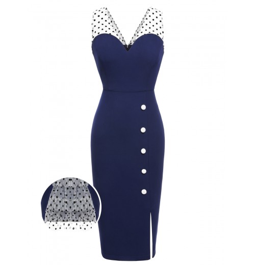 Dark Blue  Patchwork Pencil Dress