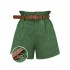 Dark Green  Solid Vintage Shorts