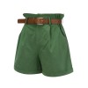 Dark Green  Solid Vintage Shorts