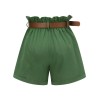 Dark Green  Solid Vintage Shorts