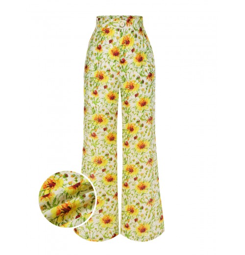 Yellow  Sunflower Jacquard Pants