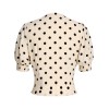 Beige  Dots Bowknot V-Neck Blouse