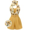 Yellow  Sunflower Halter Romper