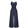 Navy Blue  Cowboy Solid Strap Jumpsuit