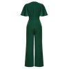 Green  Solid V-Neck Jumpsuit