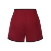 Red  Elastic Waist Solid Shorts