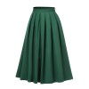 Green  Solid Pleated Skirts